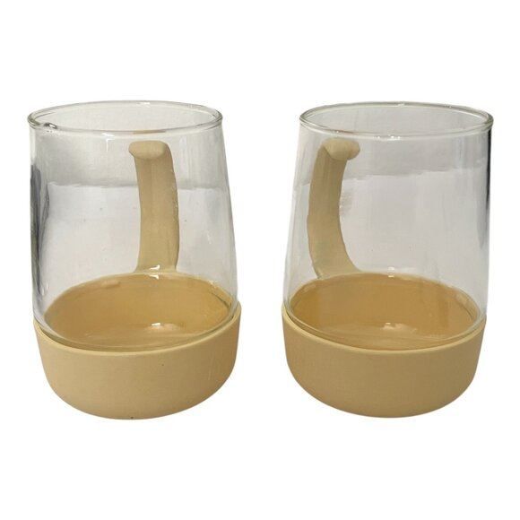 1982 McDonald’s Pyrex Mugs Set 2 Corning Beige Handle Vintage Coffee Glass Cups - Picture 8 of 12